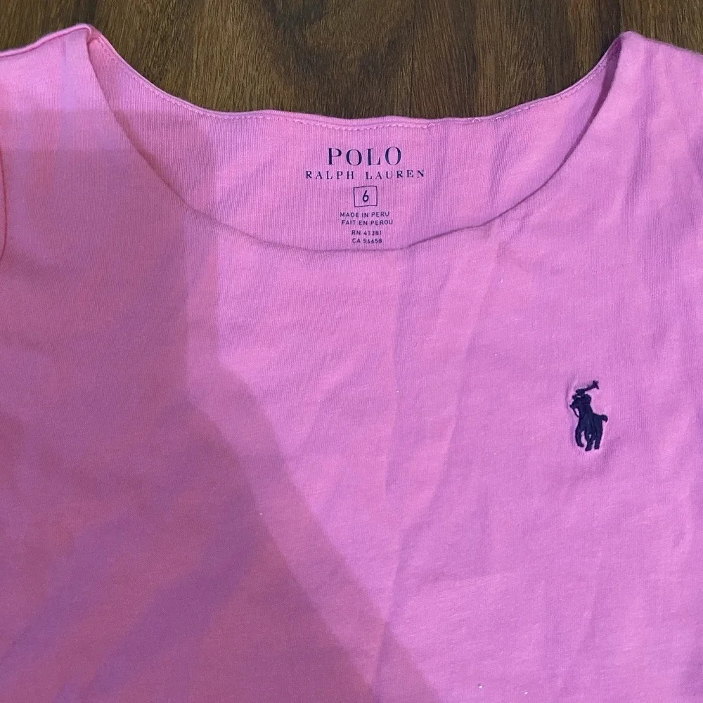 Girls Kids Polo Ralph Lauren Pink T Shirt Dress Ruffle Skirt Size 6 Pima Cotton